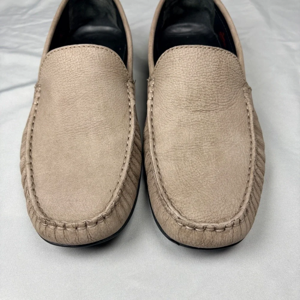 Marc Joseph New York Mens Leather Loafers Taupe Tan Brazil Moccasins Size 10